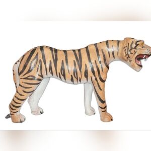 Leather wrapped paper mache bengal tiger handmade in India